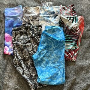 5 pairs of leggings - floral/tropical bundle xs/s